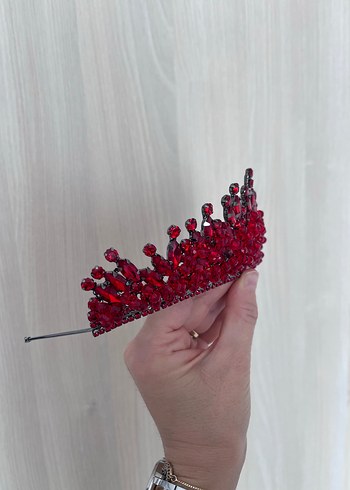 Kırmızı parlak taşlı kına tacı - Görsel 7