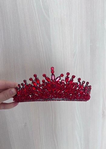 Kırmızı parlak taşlı kına tacı - Görsel 3