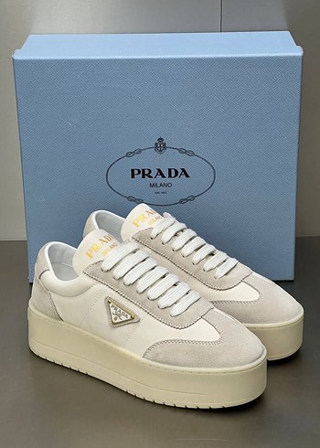 36 Beden Beyaz Prada Platform Spor Ayakkabı 36/40 numara aralığı