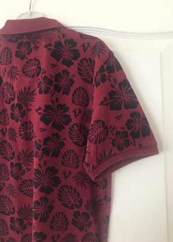 Bordo Desenli Kısa Kollu Polo Tişört - Görsel 4