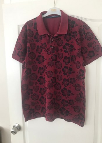 Bordo Desenli Kısa Kollu Polo Tişört - Görsel 2