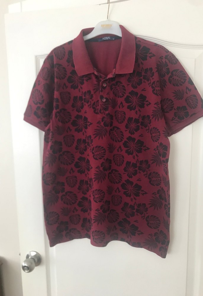 Bordo Desenli Kısa Kollu Polo Tişört - Görsel 2