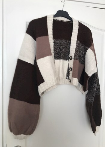 Kadın Renk Bloklu Örgü Hırka - Görsel 2