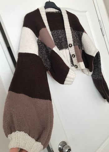 Kadın Renk Bloklu Örgü Hırka - Görsel 3