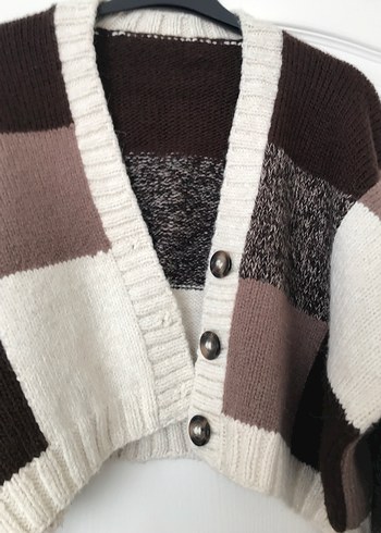 Kadın Renk Bloklu Örgü Hırka - Görsel 4