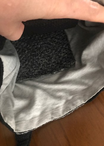 Gri Kareli Örgü Kadın Çanta - Görsel 5