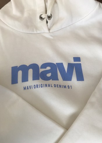 Mavi Baskılı Beyaz Kadın Sweatshirt - Görsel 7