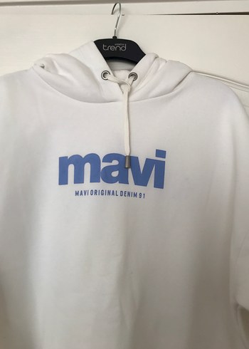Mavi Baskılı Beyaz Kadın Sweatshirt - Görsel 2