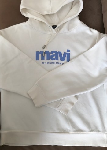Mavi Baskılı Beyaz Kadın Sweatshirt - Görsel 6