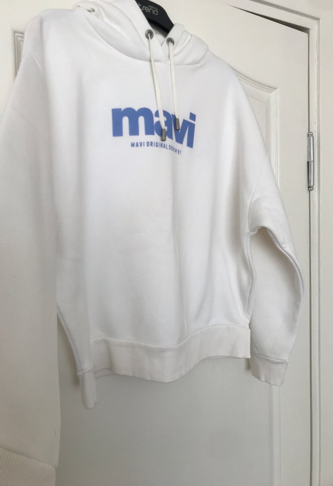 Mavi Baskılı Beyaz Kadın Sweatshirt - Görsel 3