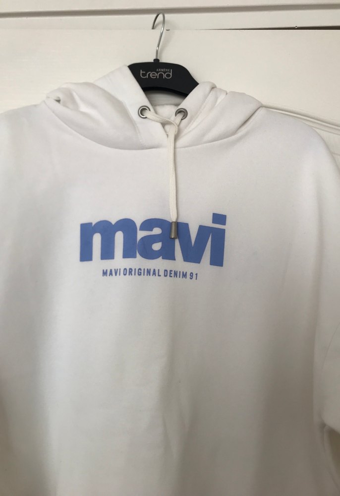 Mavi Baskılı Beyaz Kadın Sweatshirt - Görsel 2