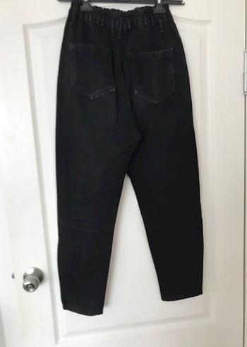 Siyah Kadın Midi Boy Bol Kesim Denim Pantolon - Görsel 3