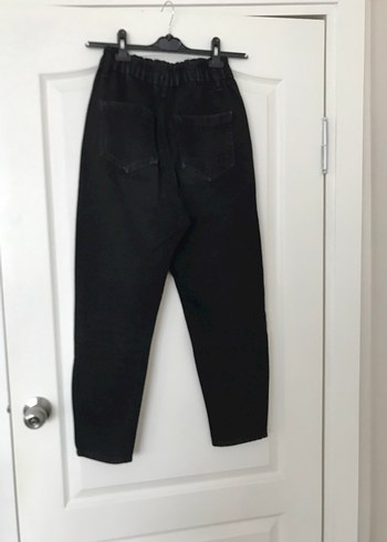 Siyah Kadın Midi Boy Bol Kesim Denim Pantolon - Görsel 4