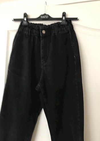 Siyah Kadın Midi Boy Bol Kesim Denim Pantolon - Görsel 2