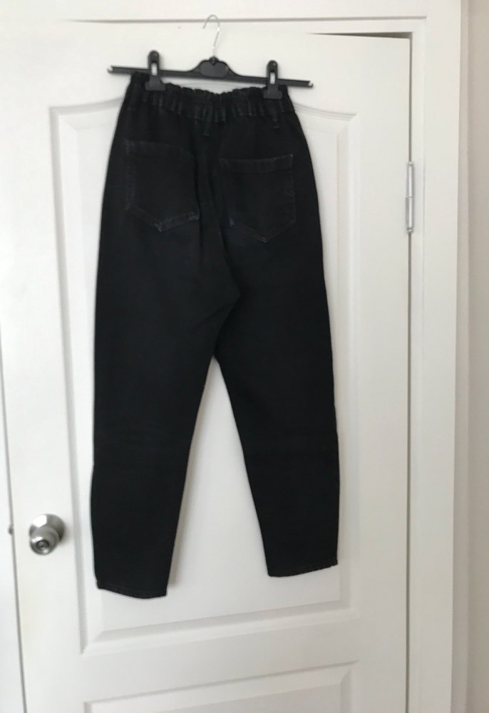 Siyah Kadın Midi Boy Bol Kesim Denim Pantolon - Görsel 4