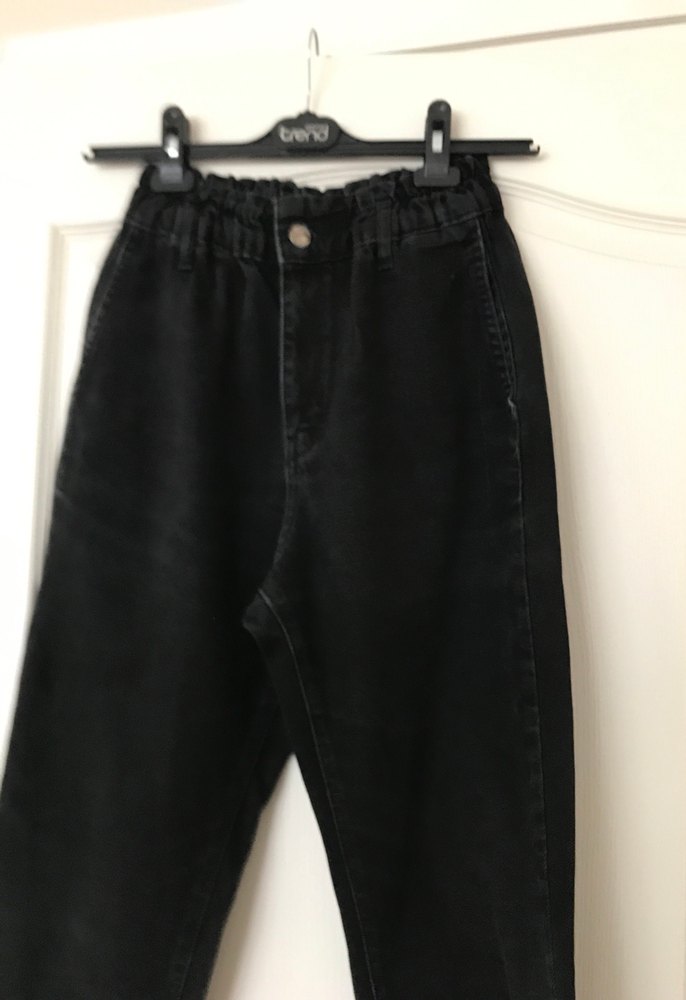 Siyah Kadın Midi Boy Bol Kesim Denim Pantolon - Görsel 2