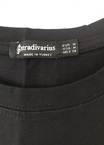 Stradivarius Siyah Kısa Kollu Crop Top