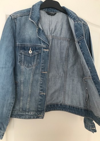 s Beden Düğmeli Mavi Kadın Denim Ceket
