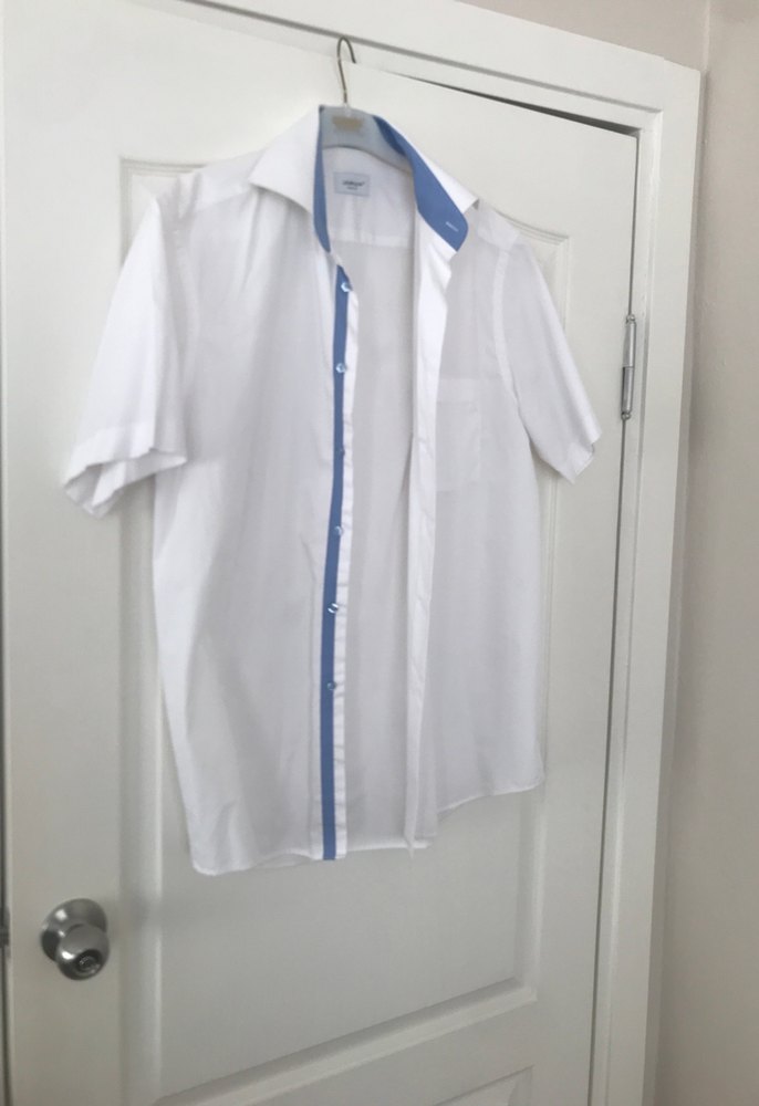 Erkek Beyaz Kısa Kollu Pamuklu Gömlek - Görsel 2