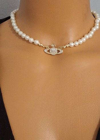 Vivienne Westwood Vivienne Vestwood Gold Düğümlü İncili Satürn Kolye