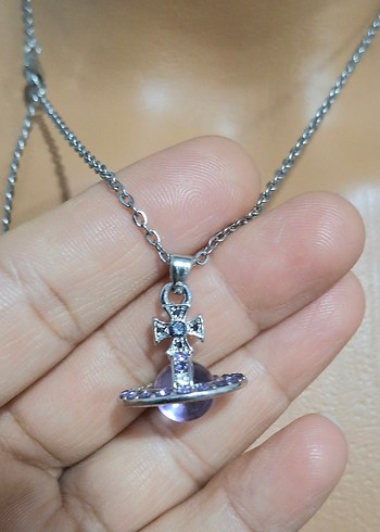 Vivienne Westwood Mor satürn kolye - Görsel 2