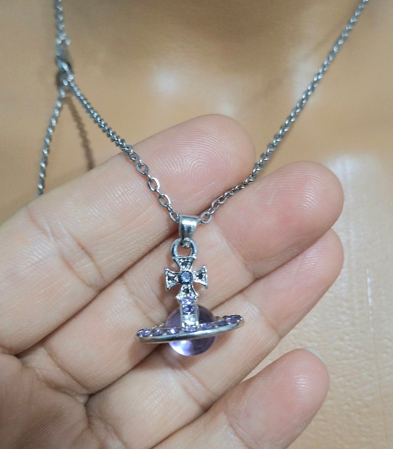 Vivienne Westwood Mor satürn kolye - Görsel 2