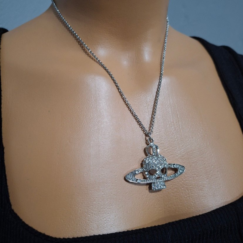 Çelik Zincirli Kurukafa satürn kolye - Görsel 3