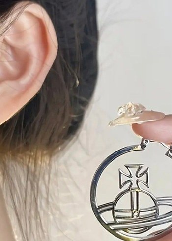 18k Satürn küpeler - Görsel 4