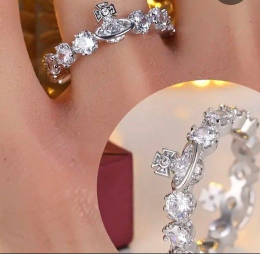 18k Taşlı Satürn yüzük - Görsel 2