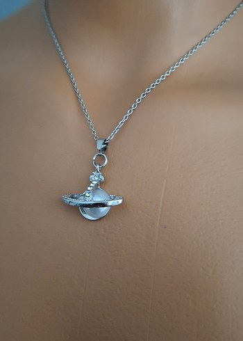 Vivienne Westwood Çelik satürn kolye - Görsel 3