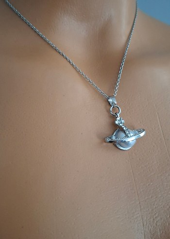 Vivienne Westwood Çelik satürn kolye - Görsel 2