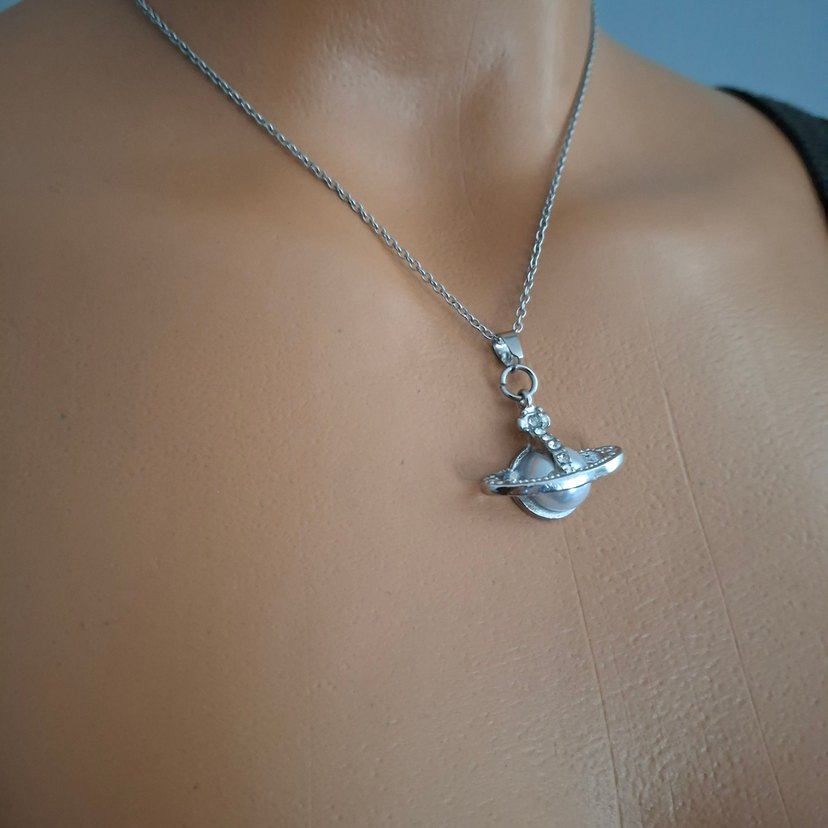 Vivienne Westwood Çelik satürn kolye - Görsel 2