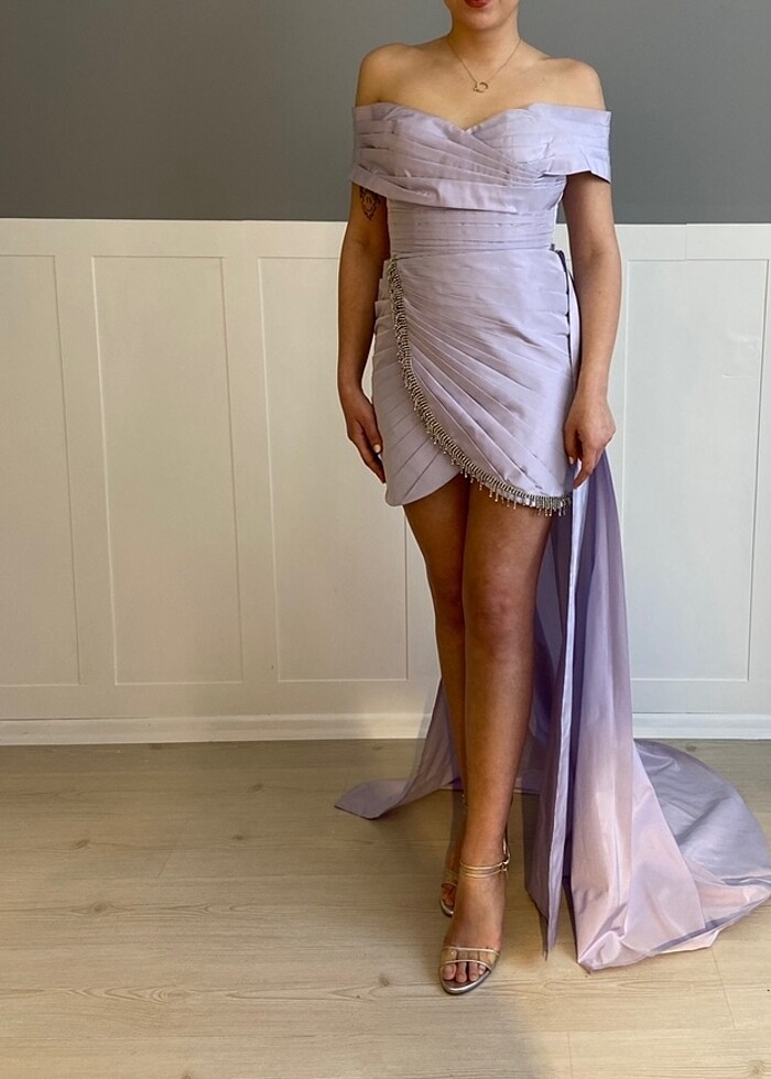 Maison Ju lila elbise - Görsel 3