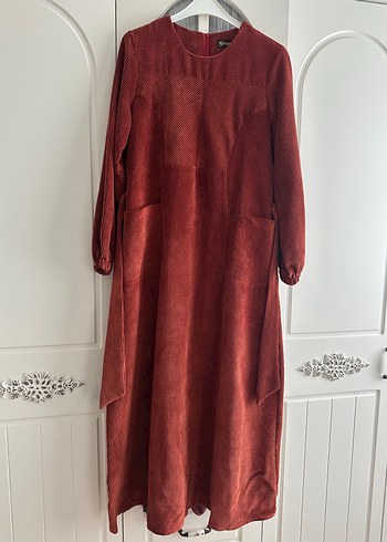 Bordo Süet Uzun Kollu Bohem Elbise