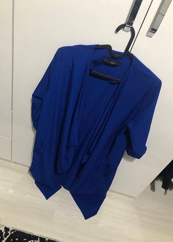 Saks mavisi ceket elbise - Görsel 5