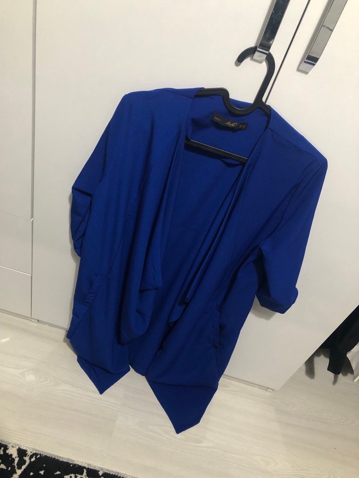 Saks mavisi ceket elbise - Görsel 5