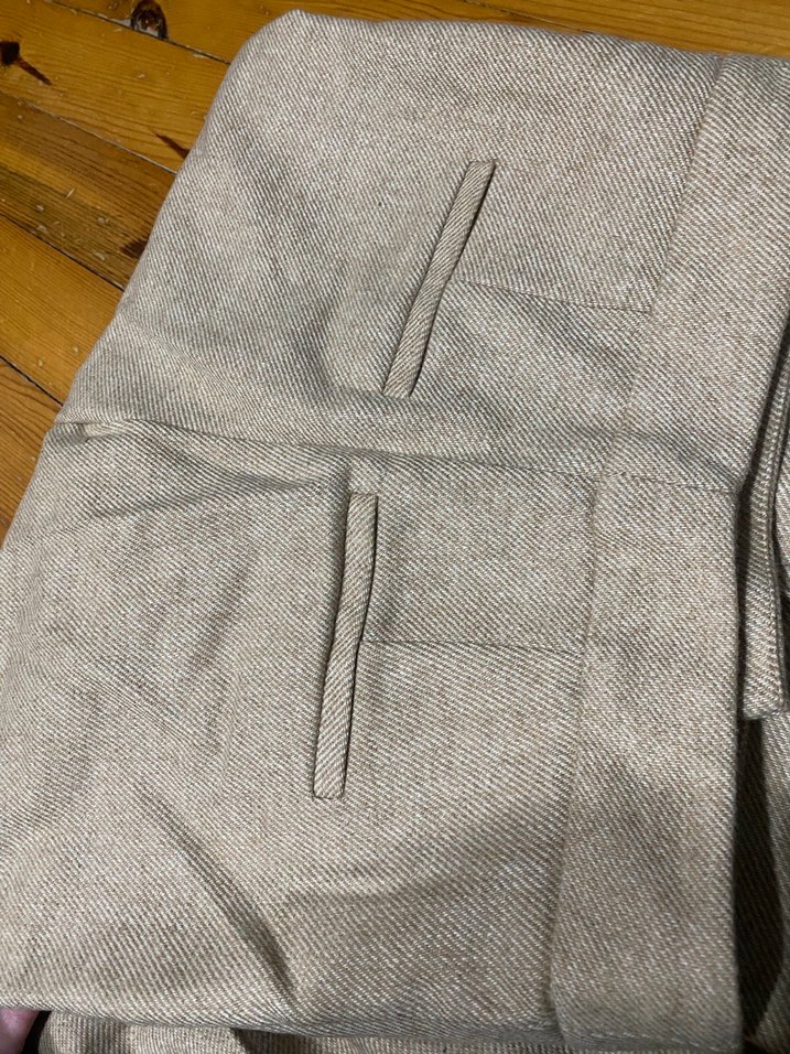 Bej Pilili Kadın Kumaş Pantolon - Görsel 5