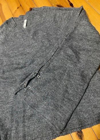 Gri Örgü Kadın Triko Kazak - Görsel 4