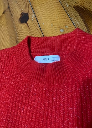 Kırmızı Örgü Kadın Kazak - Görsel 4