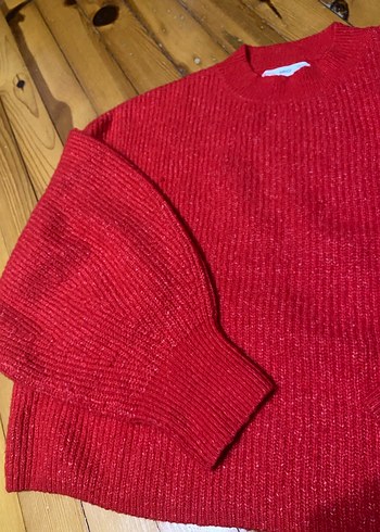 Kırmızı Örgü Kadın Kazak - Görsel 2