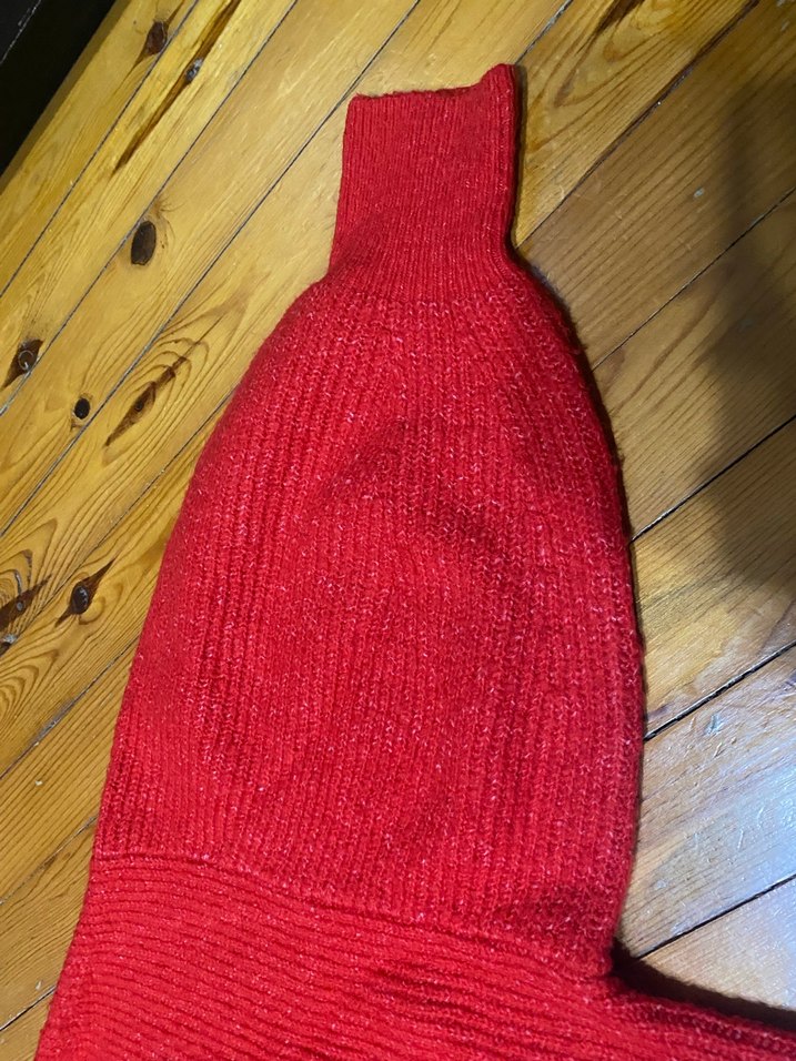 Kırmızı Örgü Kadın Kazak - Görsel 3