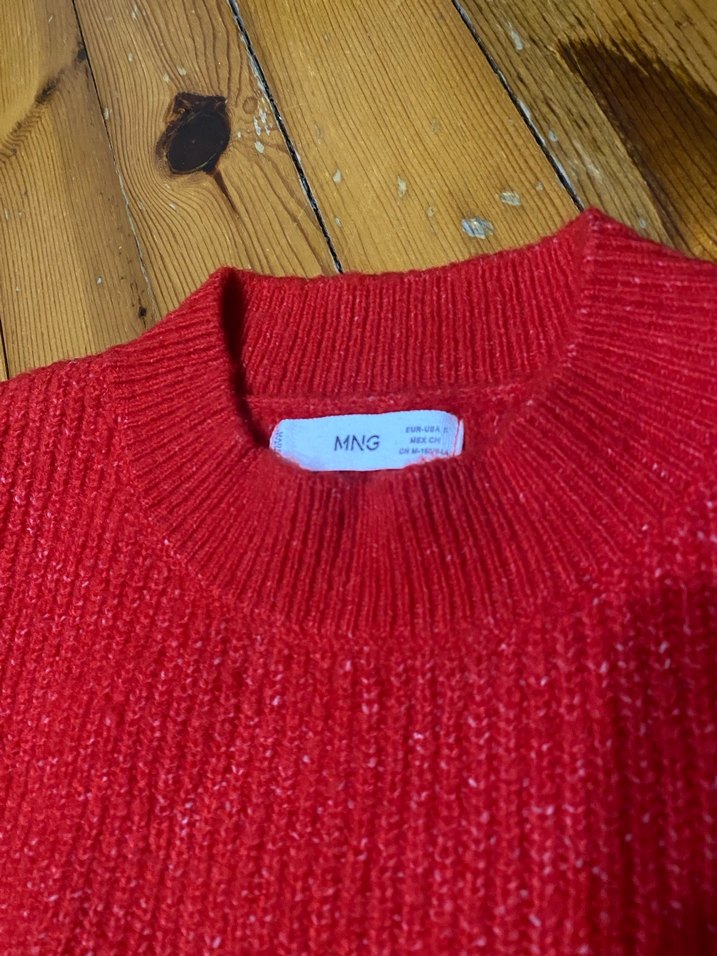 Kırmızı Örgü Kadın Kazak - Görsel 4