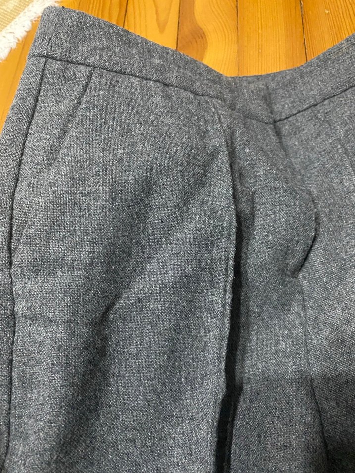 Gri Kadın Düğmeli Kumaş Pantolon - Görsel 2