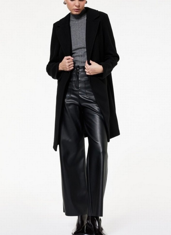 Kaşe Siyah Kaban - Görsel 2