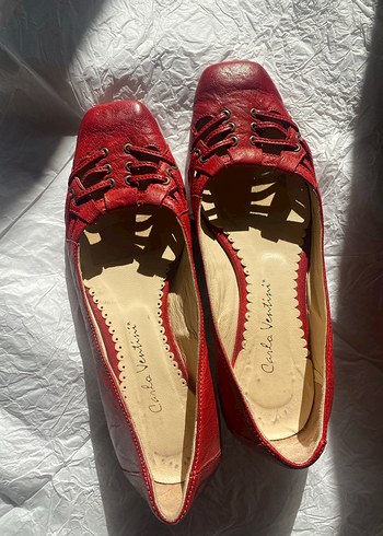 Gerçek Deri Kırmızı Kadın Babet - Görsel 4