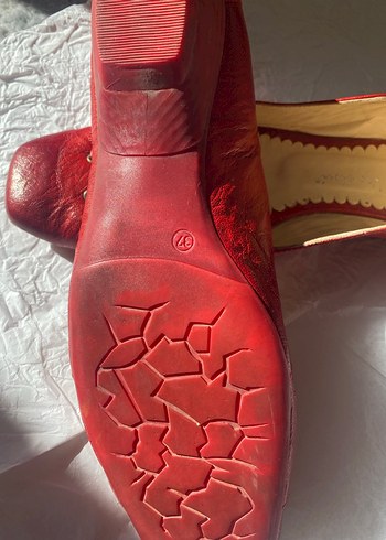 Gerçek Deri Kırmızı Kadın Babet - Görsel 3