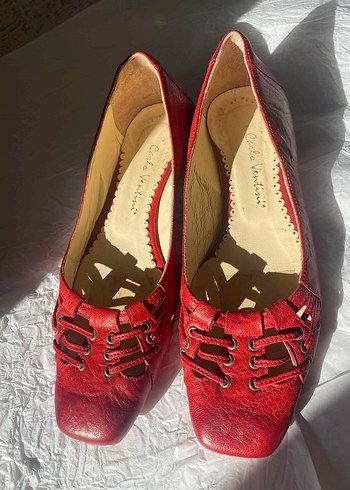 Gerçek Deri Kırmızı Kadın Babet - Görsel 2