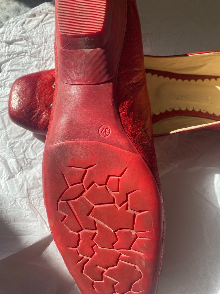 Gerçek Deri Kırmızı Kadın Babet - Görsel 3