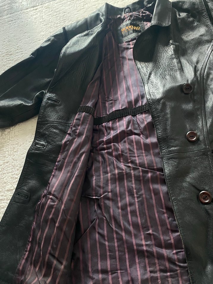 Haliki deri 90lar Vintage Modello Marka ceket - Görsel 3