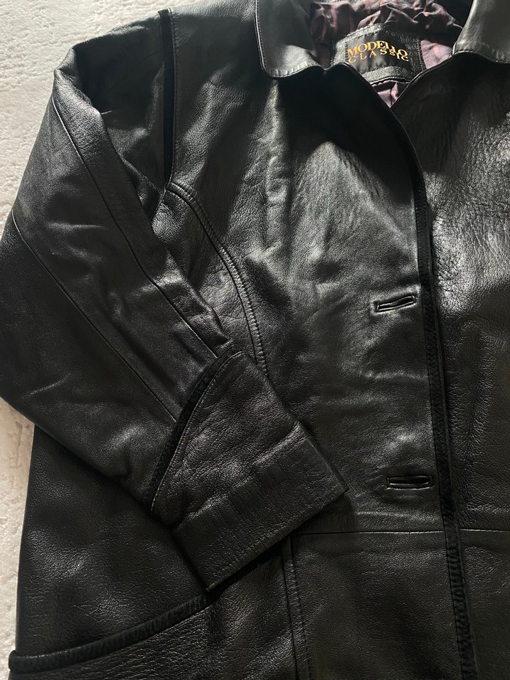 Haliki deri 90lar Vintage Modello Marka ceket - Görsel 4